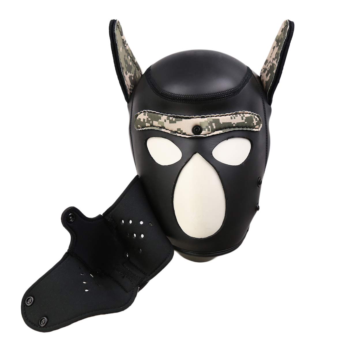Leweceeo Neoprene Puppy Hood Camo Full Face Mask Cosplay Costume Dog Head Masks (Camo Green)