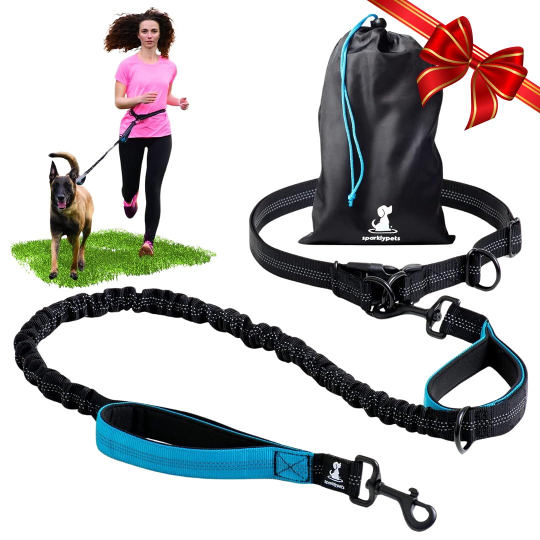 Sparklypets Hands Free Dog Leash For Medium And Large Dogs - Professional Harness With Reflective Stitches For Training, Walking