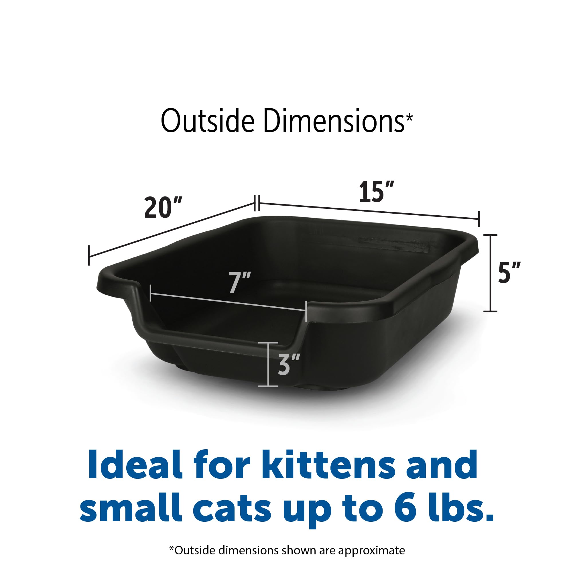 Kittygohere Senior Cat Litter Box, Small Size, Black, Pet Safe Kitty Litter Box, Low 3'' Entry, Lots More Room For Your Cats Com