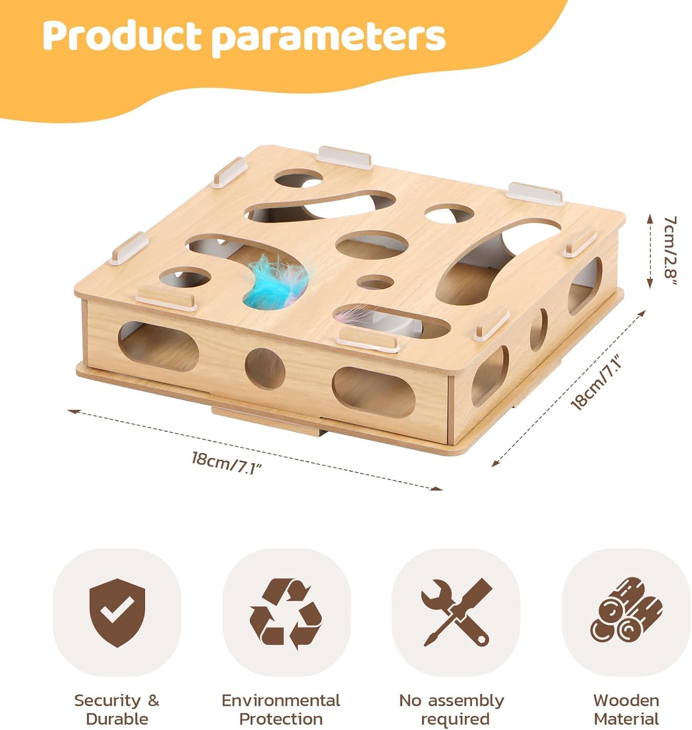 Kimwina Interactive Puzzle Cat Toys For Indoor Cats: Cat Puzzle Toy Box With Electric Rotating Feather, Low-Noise Motor, Durable