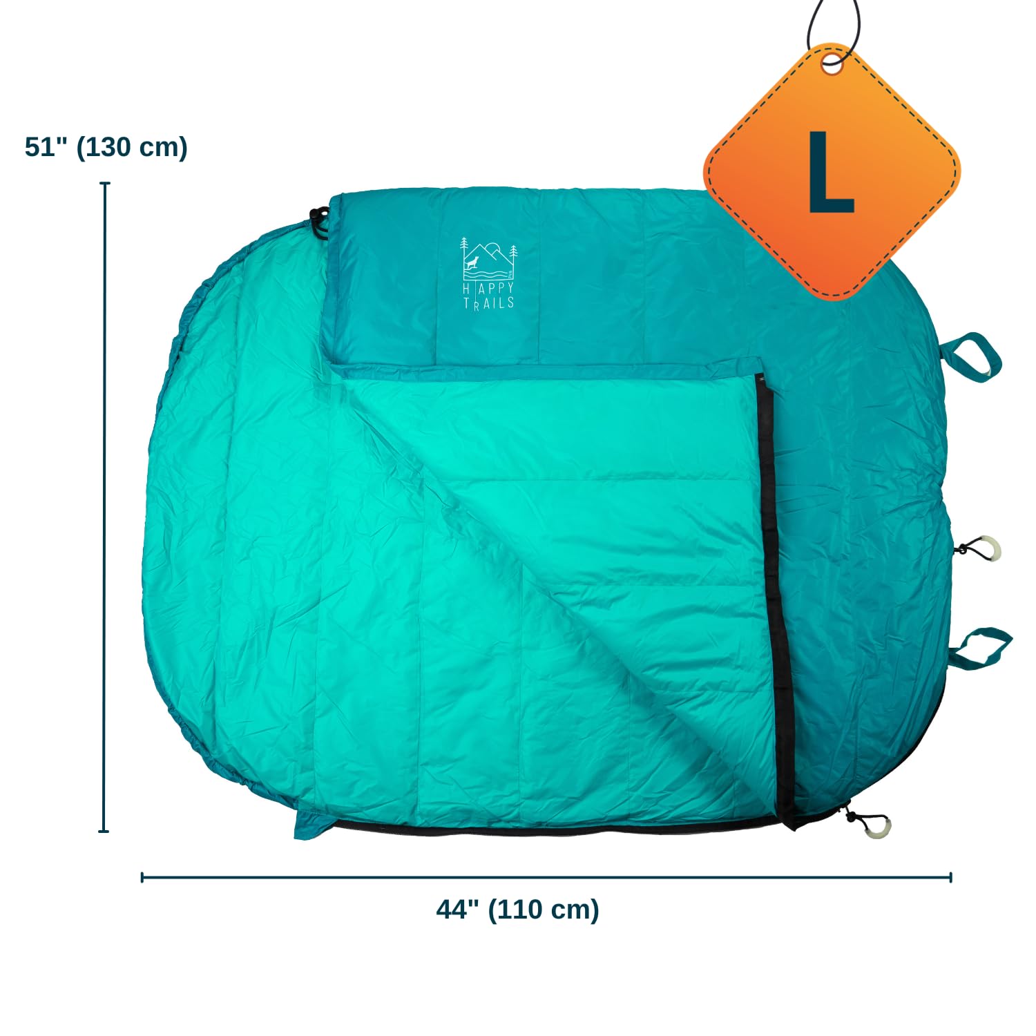 Glacial Blue Ultralight Dog Sleeping Bag With Packable Bed For Hiking, Camping And Outdoor Travel - Medium Size