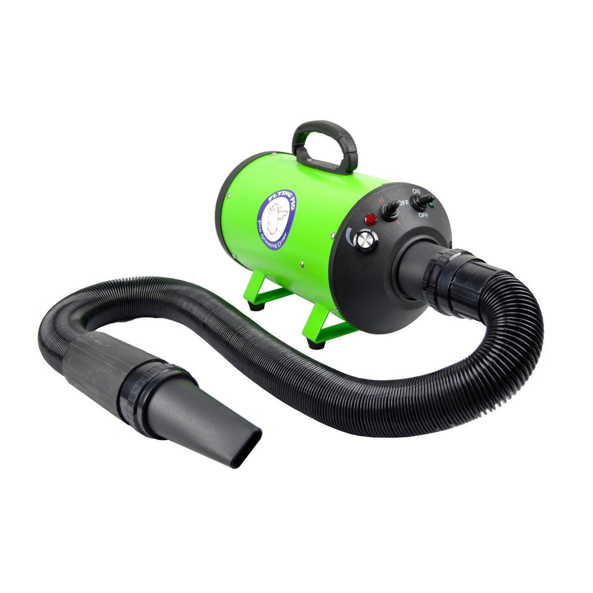 Flying Pig High Velocity Dog Pet Stand Grooming Dryer W/Variable Air Speed & Heat (Green)