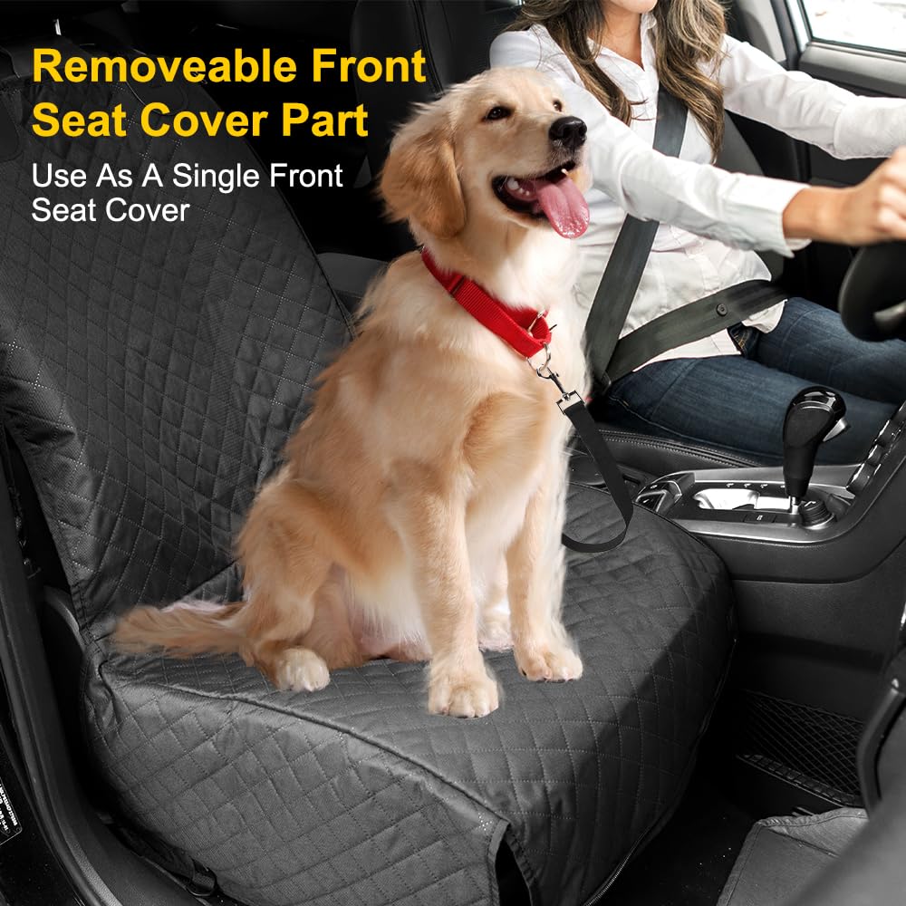 Vailge 6 In 1 Car Seat Cover For Back Seat, 60/40 Split, 100% Waterproof With Mesh Window, Scratch Prevent Anti-Slip Dog Hammock