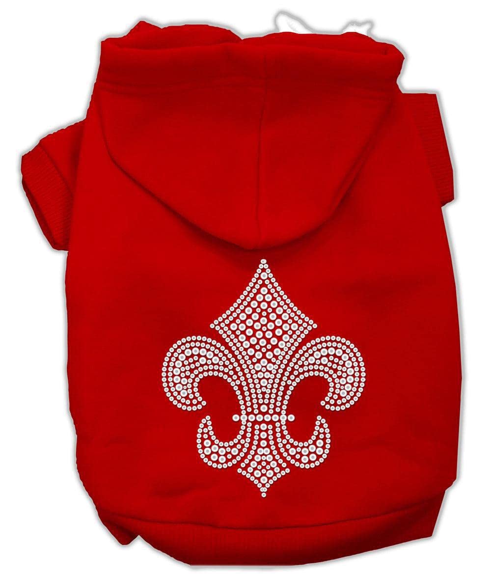 Silver Fleur De Lis Rhinestone Dog, Cat, or Pet Hoodie Black MD (6-10 lbs.)
