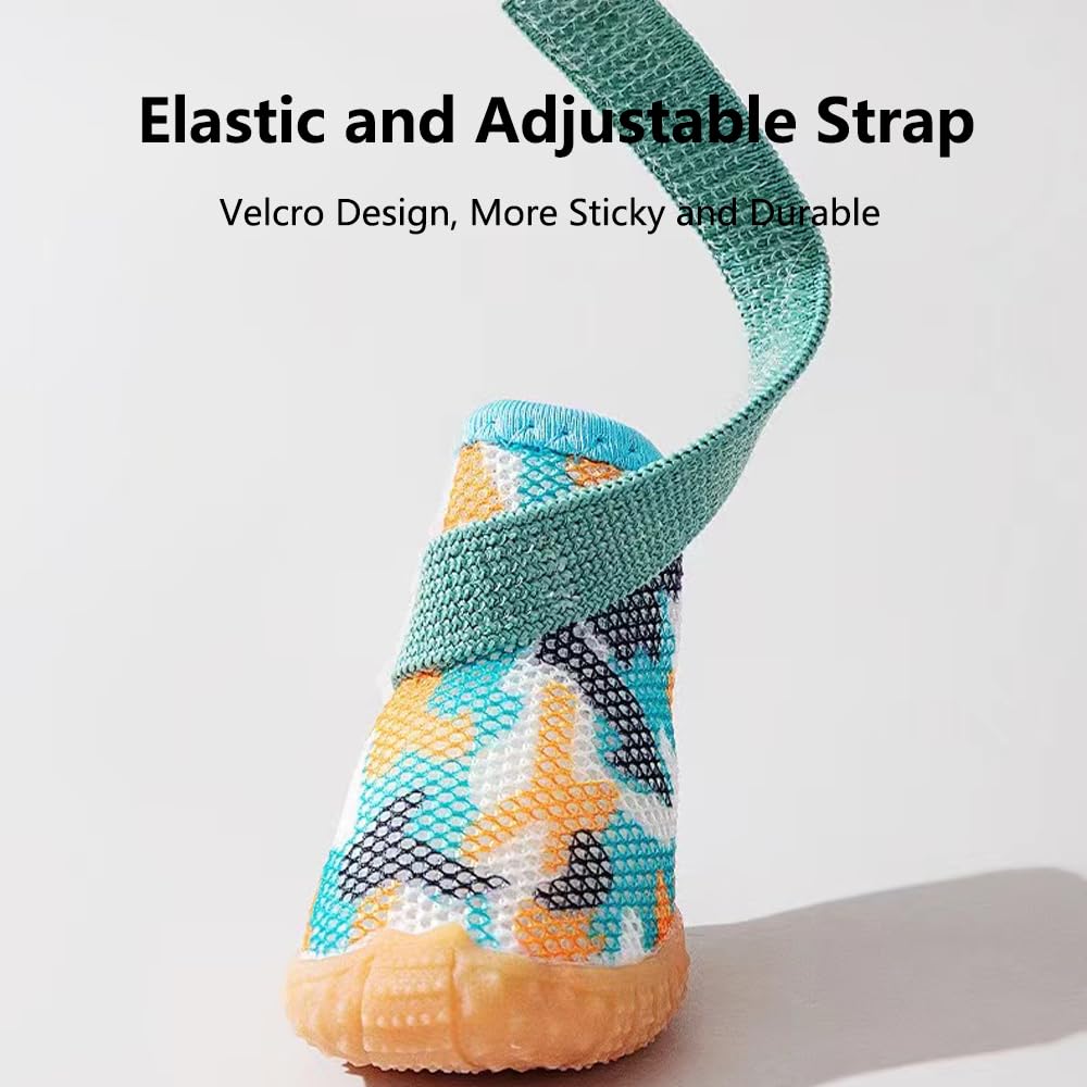 Yagizaai Dog Shoes For Small Dogs, Anti-Drop Dog Boots For Hot Pavement, Winter, Breathable Paw Protectors For Walking, Running, Hiking, Ox Tendon Sole Puppy Sneakers(Size 5, Green)