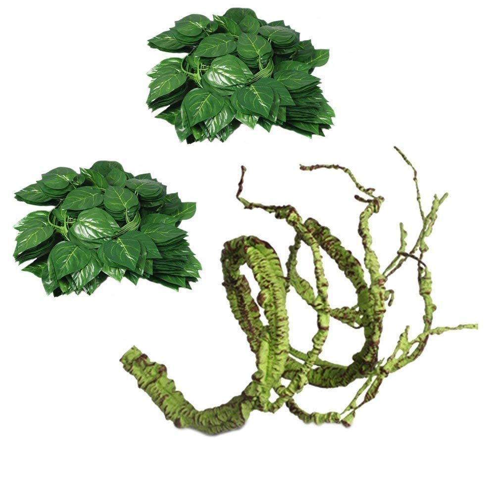 Hamiledyi Reptile Vines Flexible Bend A Branch Jungle Vines Plastic Terrarium Plant Leaves Pet Habitat Decor For Lizard Frogs Snakes And More Reptiles (Pack Of 3)