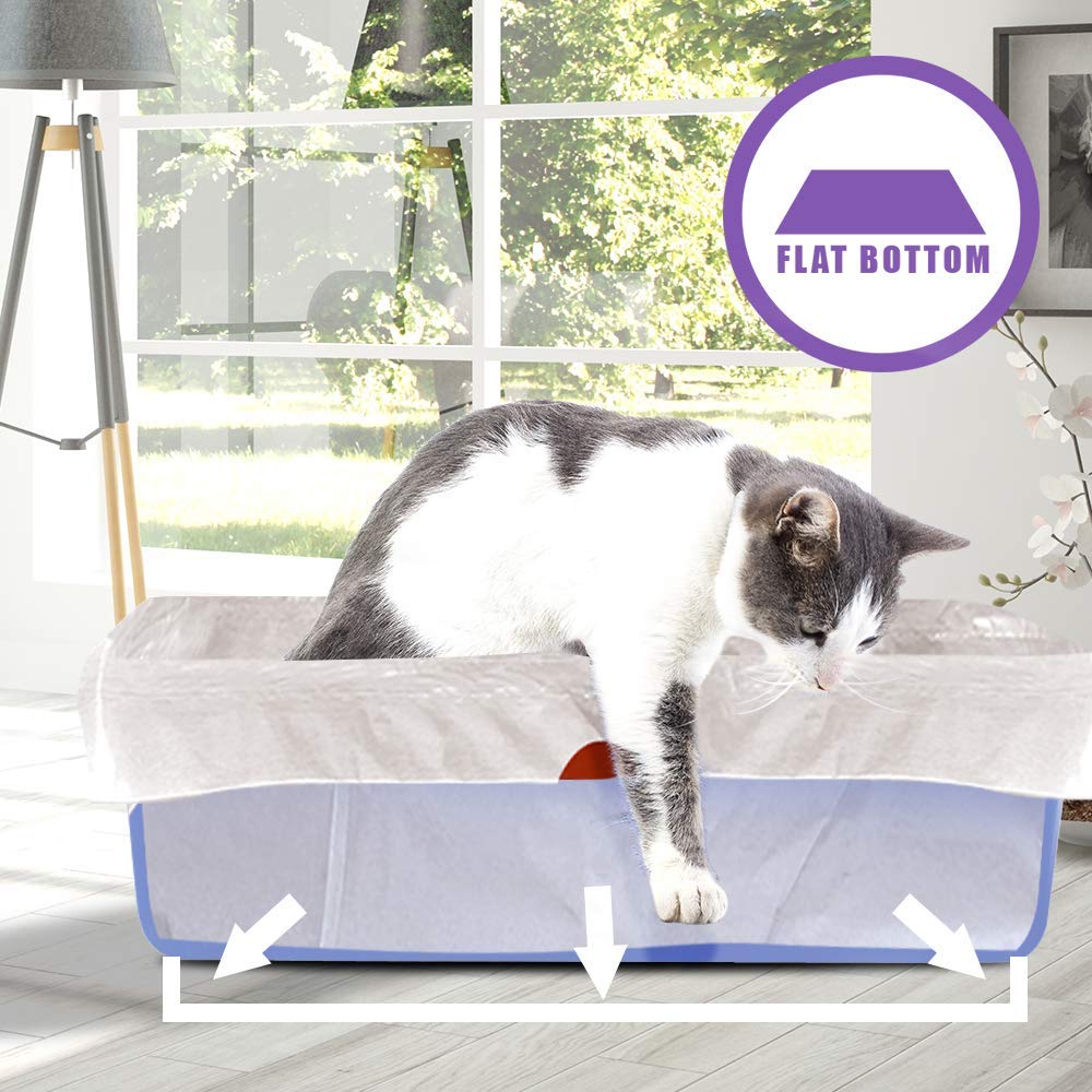 Alfapet Cat Litter Box Liners Extra Large-1 Box- Heavy Duty 2 Mil Thick Plastic, Clever Drawstring Liner For Easy Disposal- Flat Bottom For Easy, Secure Placement In Kitty Pan-Disposable