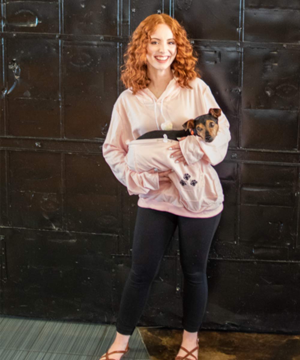 Alyc Unisex Hoodies Pet Holder Cat Dog Large Pouch Carriers Pullover With Cat Printing Sweatshirt (Pink-Classic Version, L)