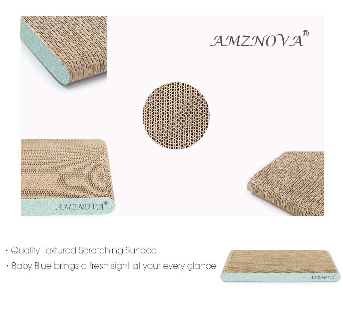 Amznova Cat Scratcher, Scratching Pad, Durable Recyclable Cardboard With Catnip, Narrow, Glitter Green
