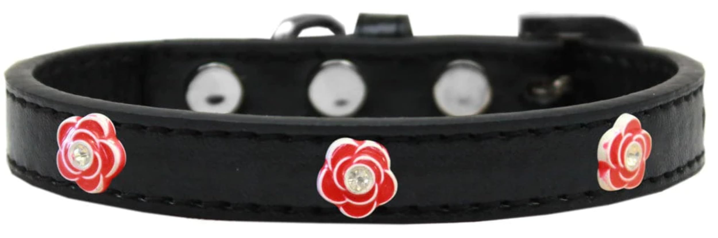 Dog, Puppy & Pet Widget Fashion Collar, &quot;Red Roses&quot; Bright Pink 20