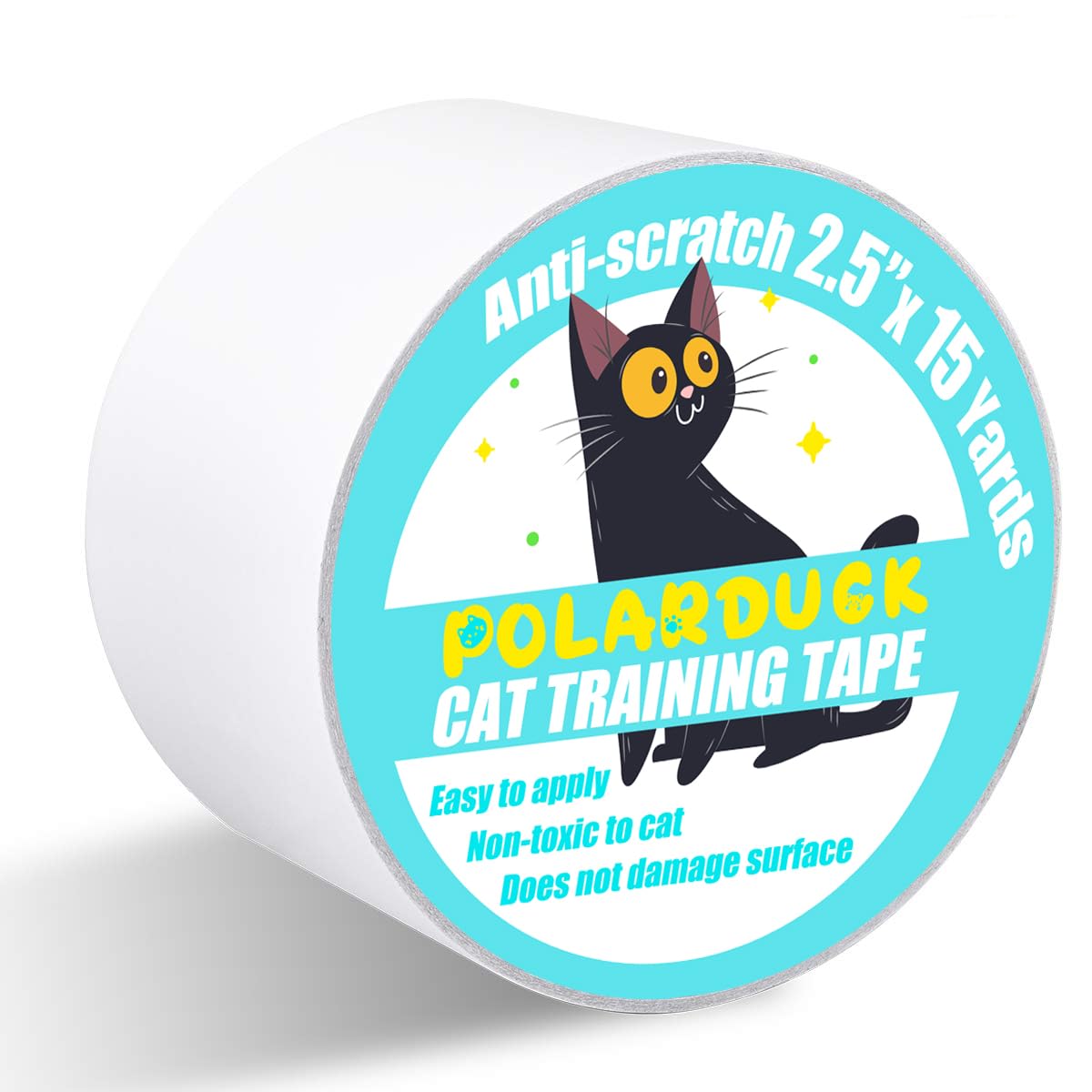 Polarduck Anti Cat Scratch Tape, 2.5 Inches X 15 Yards Cat Training Tape, 100% Transparent Clear Double Sided Cat Scratch Deterrent Tape, Furniture Protector For Couch, Carpet, Doors, Pet & Kid Safe