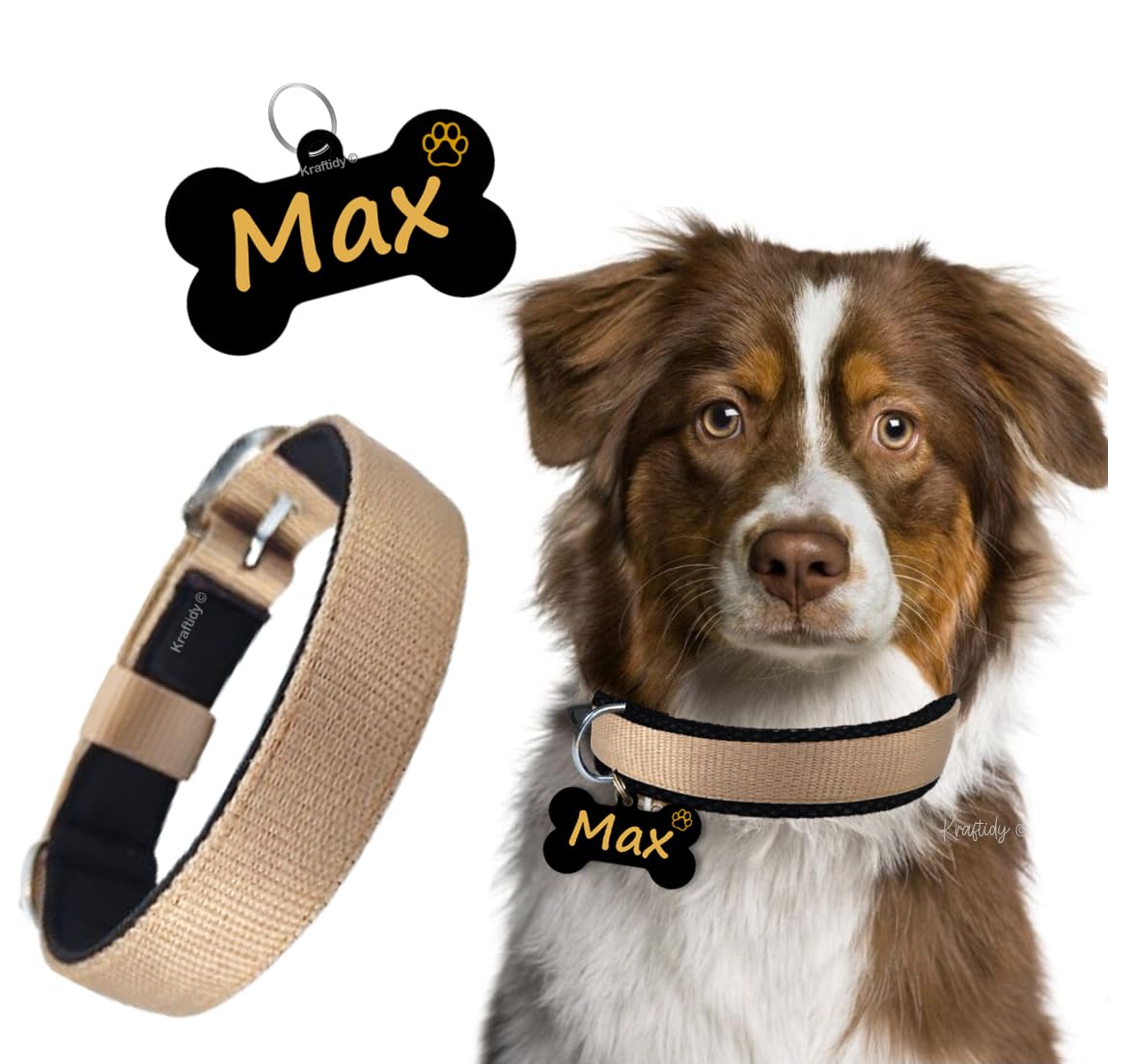 Kraftidy Dog Collar Belt With Name Tag Id Custom For Small Medium Large Dogs Neck Collar With Personalized Dog Name (With Your D