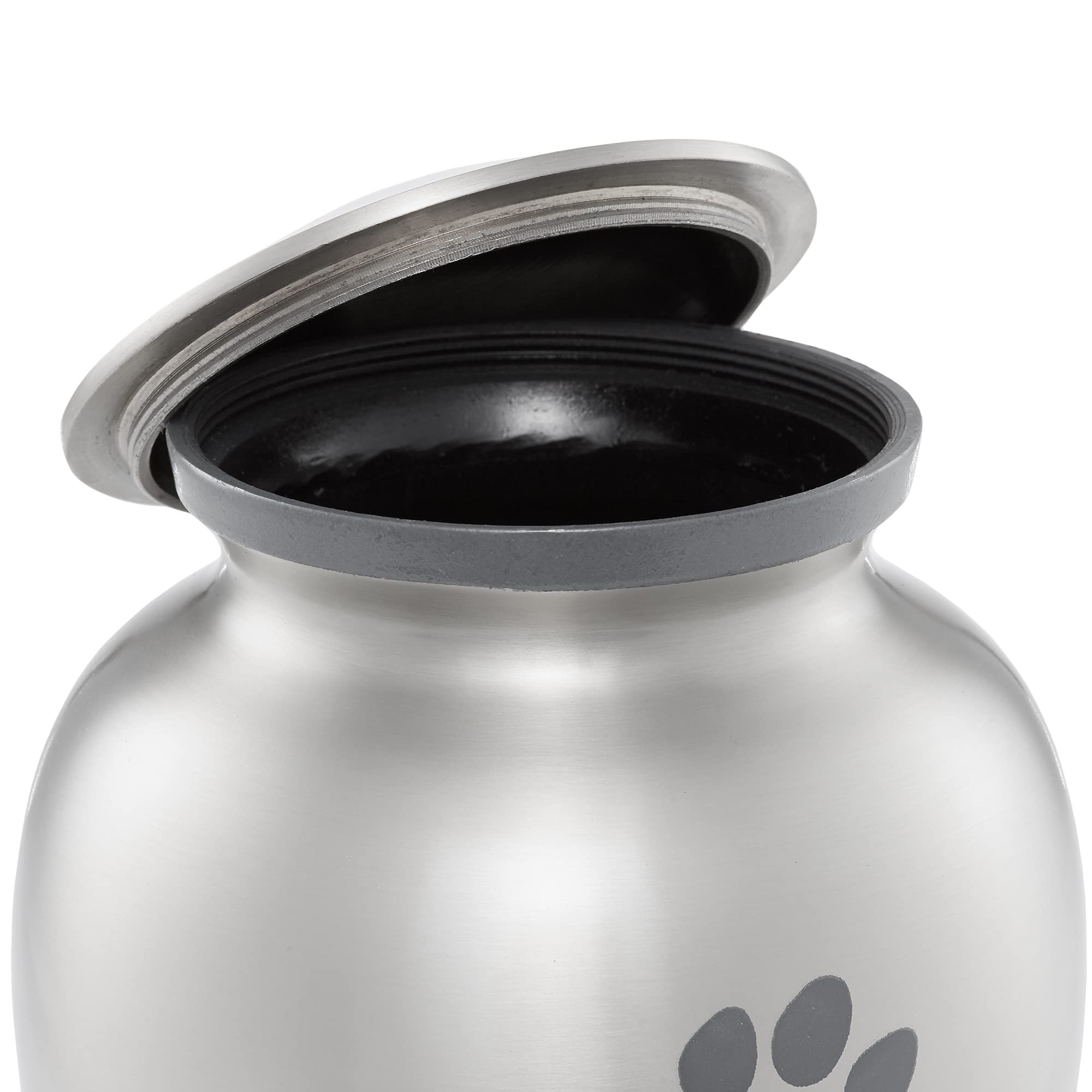 Reminded Pet Cremation Urns for Dog and Cat Ashes, Memorial Paw Print Urn - Large Up to 110 Pounds Silver