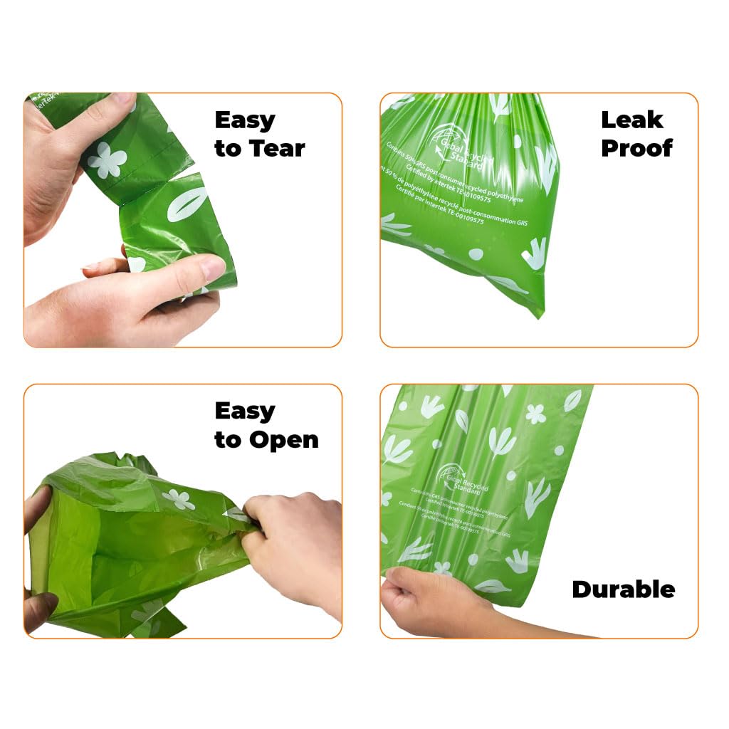 Best Pet Supplies Poop Bags For Dogs, 50% Post-Consumer Recycled Content Dog Waste Bags On Rolls, Fits All Poop Bag Holders For