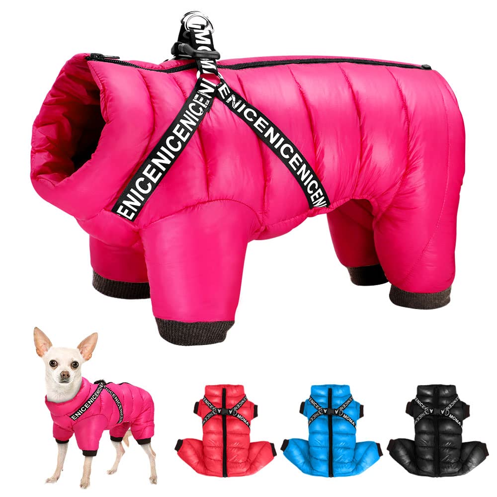Didog Winter Small Dog Coats,Waterproof Jackets With Harness & D Rings,Warm Zip Up Cold Weather Coats For Puppy & Cats Walking H
