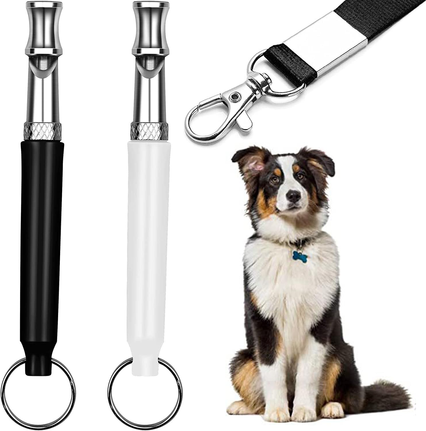 2 Pcs Ultrasonic Dog Training Whistle With Lanyard, Adjustable Frequency Silent Dog Whistle For Recall, Stop Barking, And Profes