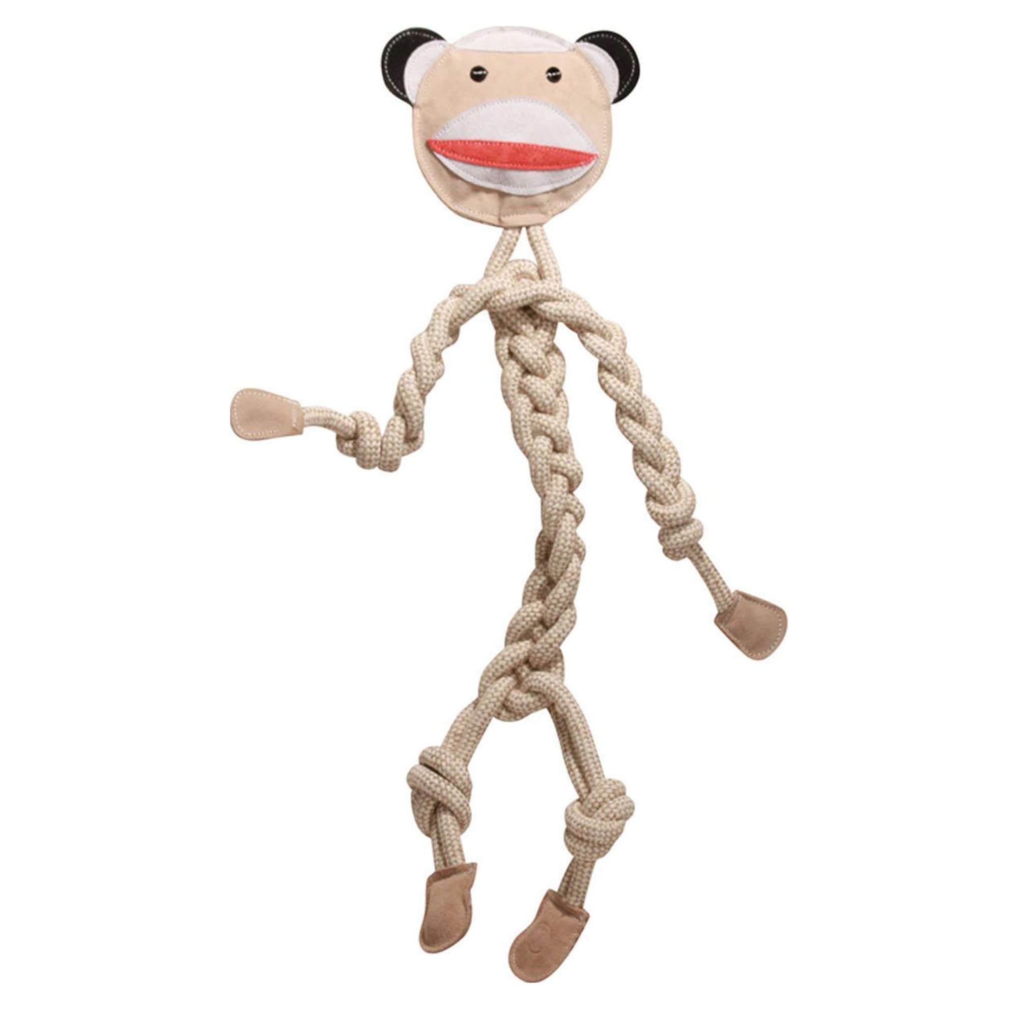 Hugglehounds Natural Rope Knottie- Tough Leather Dog Toy For Aggressive Chewers, Interactive Durable Toy For Small & Large Dog B