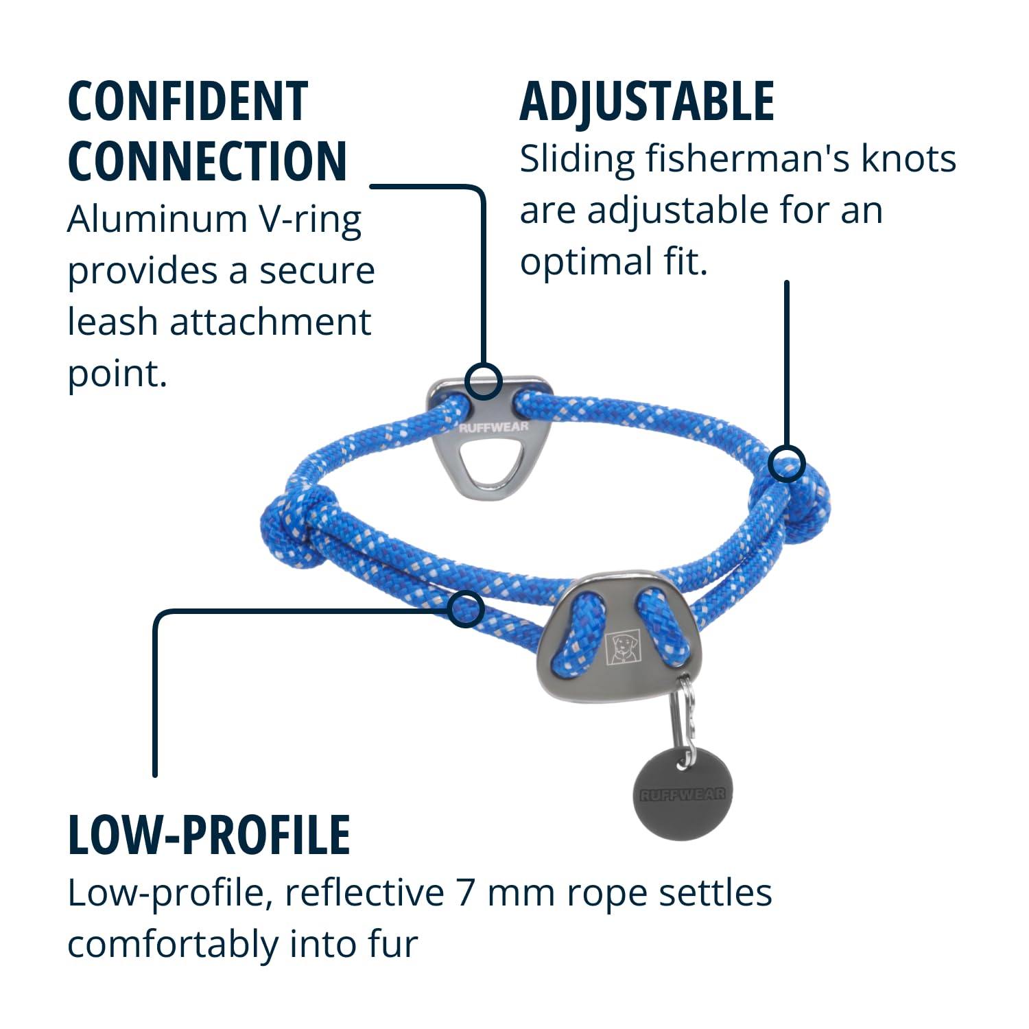 Ruffwear, Knot-A-Collar, Climbing Rope Dog Collar For Everyday Use, Blue Pool, 20''-26''