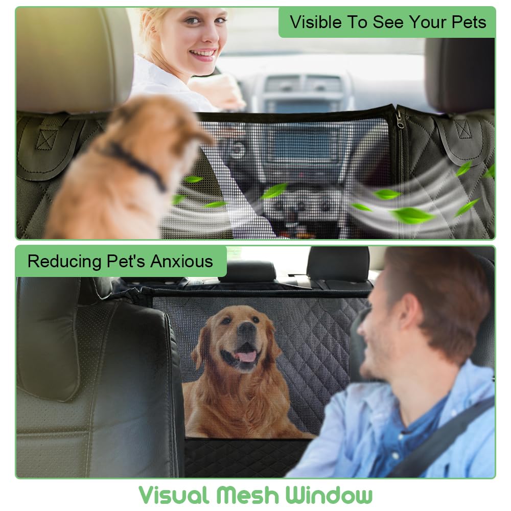 Vailge 100% Waterproof Convertible Dog Car Seat Covers,100% Waterproof Dog Seat Cover with Mesh Window, Heavy Duty seat Cover fo