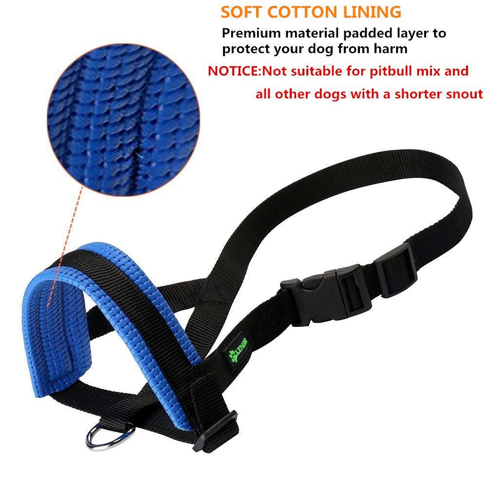 Nylon Dog Muzzle For Small,Medium,Large Dogs Prevent From Biting,Barking And Chewing,Adjustable Loop(Xl/Blue)