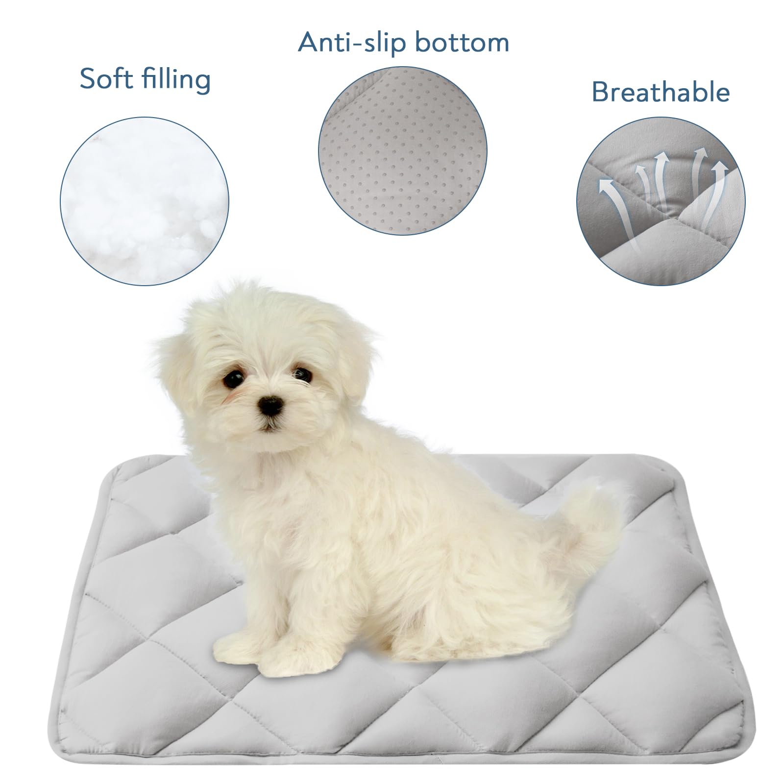 Magik & Kover Dog Crate Pad 2 Pack (30'' X 19''), Soft Dog Crate Mat With Anti-Slip Bottom, Machine Washable Kennel Pad, Fits 30