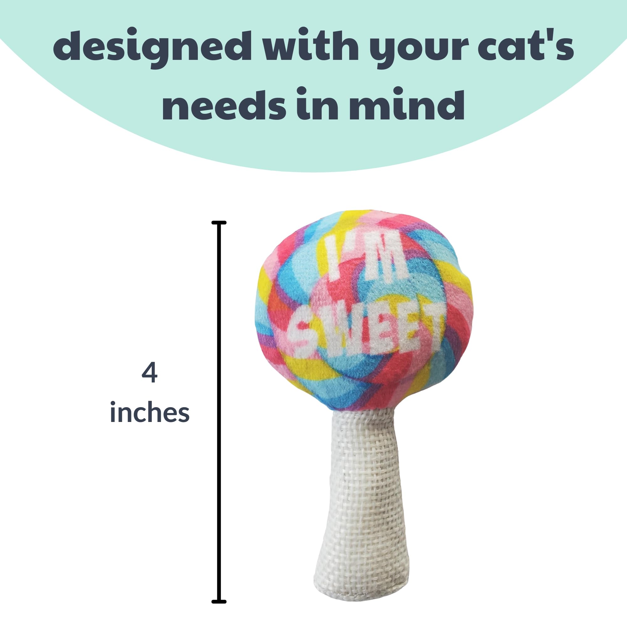 Huxley & Kent Plush Cat Toy - I'M Sweet Lollipop - Easter/Spring Snack Attack Strong Catnip Filled - Plush Interactive Kitten An