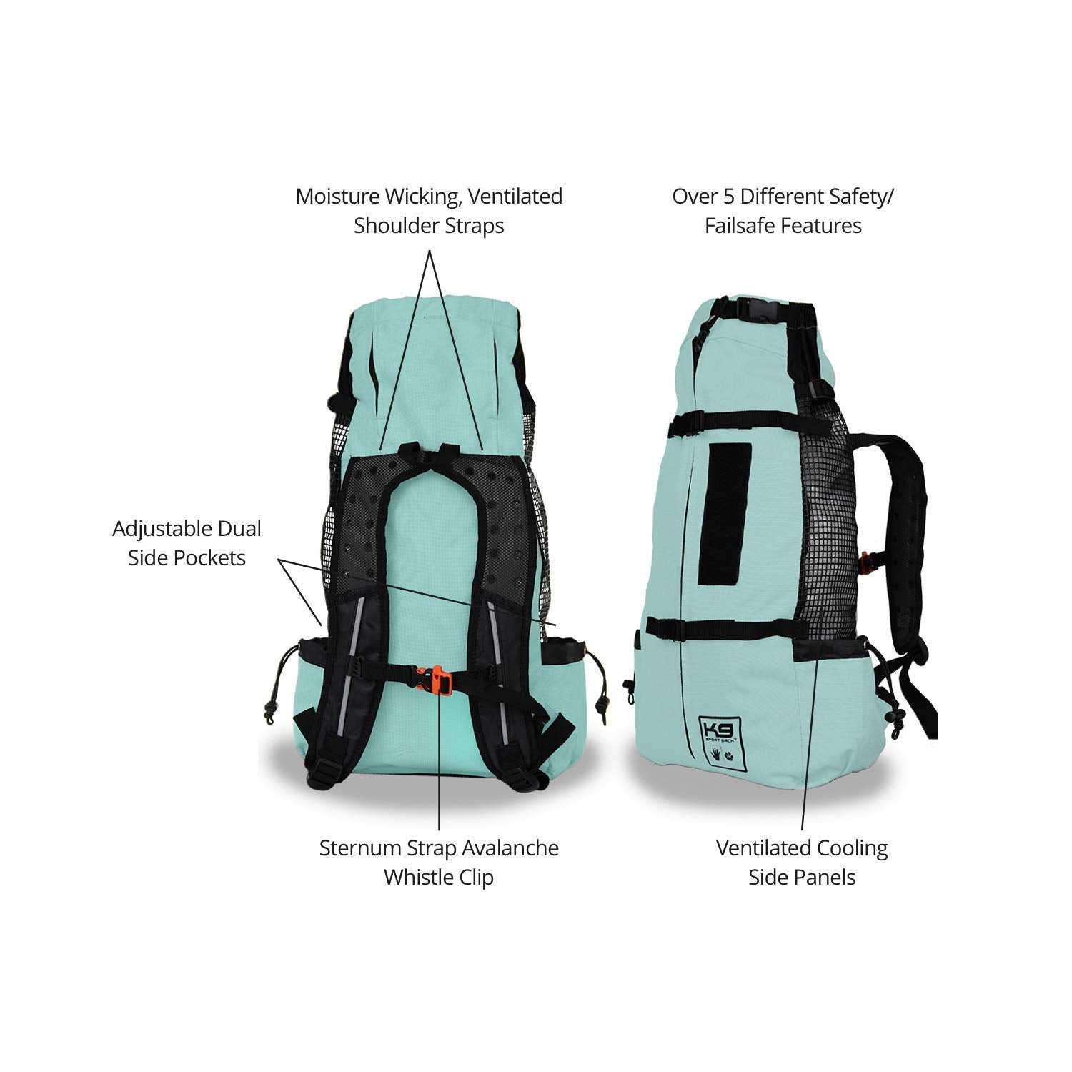 K9 Sport Sack | Dog Carrier Adjustable Backpack (Large, Air 2 - Summer Mint)