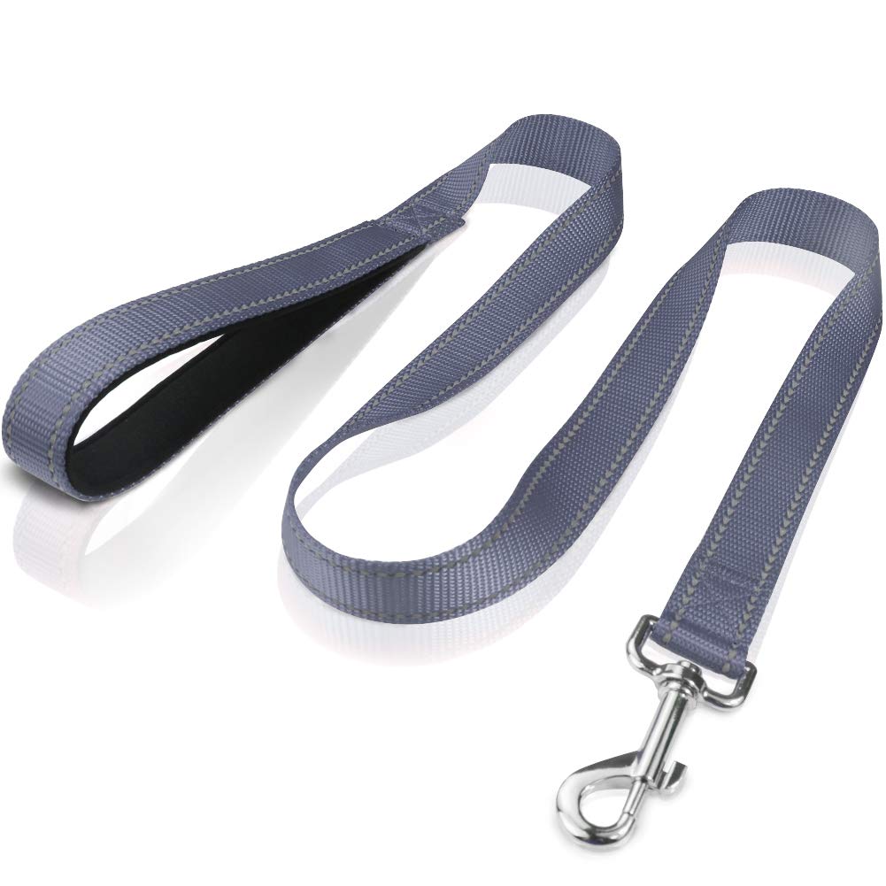 Funtags 4Ft Reflective Dog Leash With Soft Padded Handle For Training,Walking Lead For Medium & Small Dogs,3/4 Inch Wide,Grey