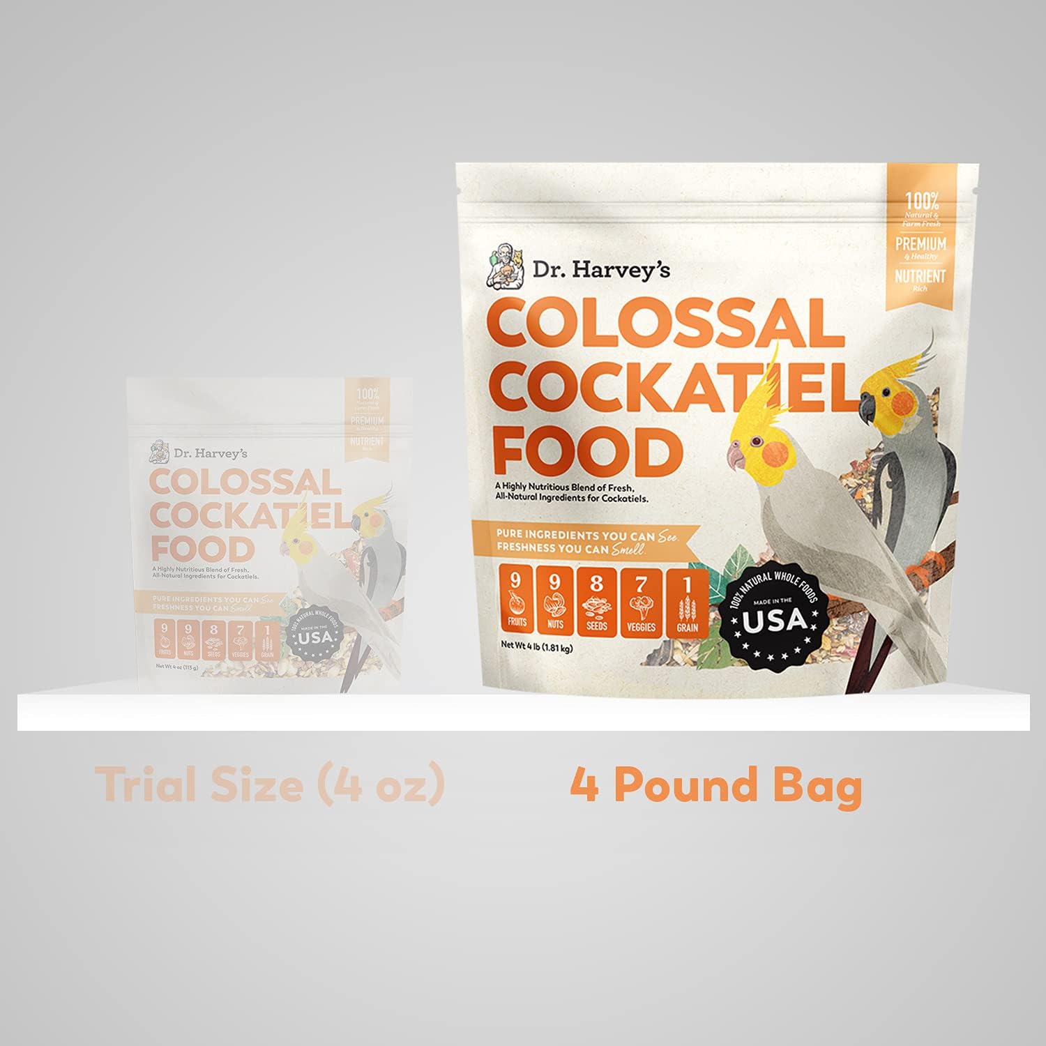 Dr. Harveys Colossal Cockatiel Blend, All Natural Daily Food for Cockatiels (4 pounds)