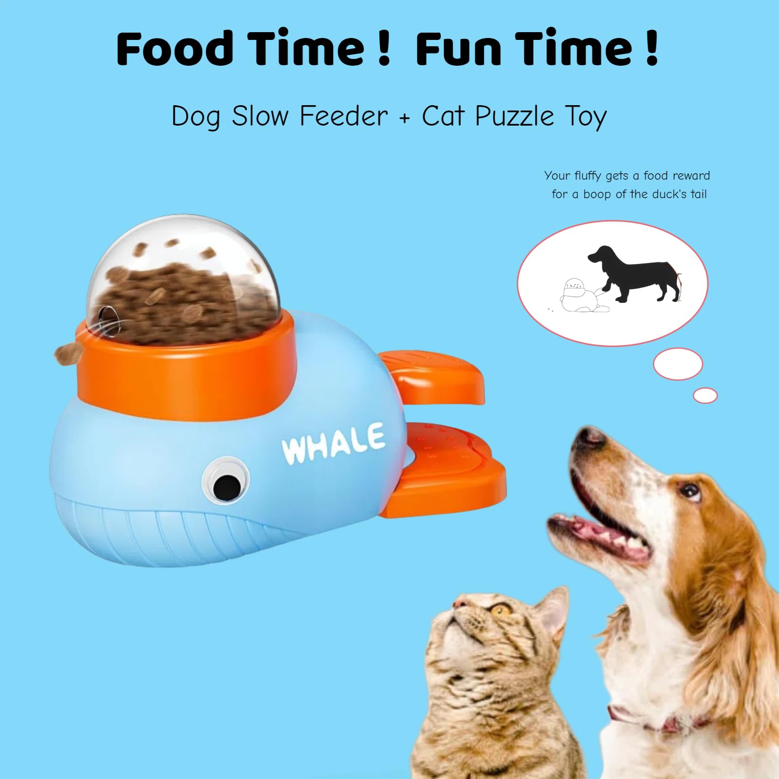 KPWIN Dog Treat Dispenser Toy, Cat Puzzle Feeder, Interactive Durable Yellow Duck-Shaped Puzzle Feeder for Dog Cat Treat Toy (Wh