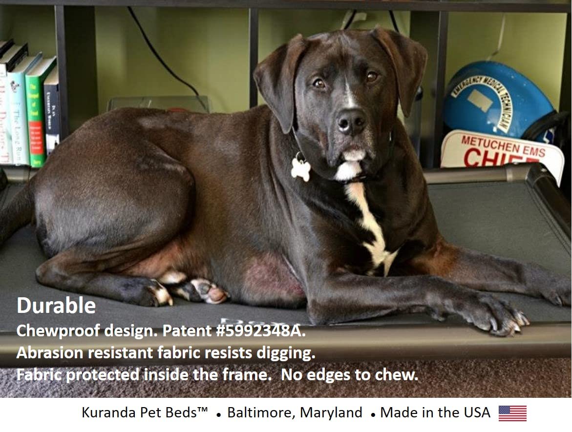 Kuranda Chewproof Dog Bed - Walnut PVC - 25'' x 18'' - Cordura Nylon - Smoke