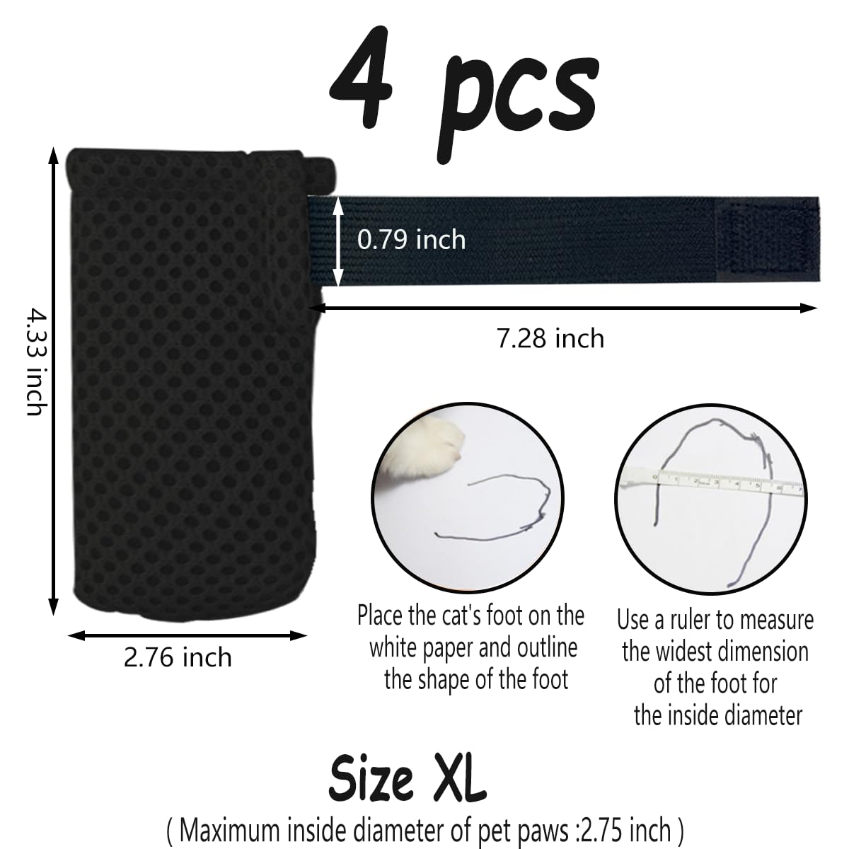Esamploe 4 Pcs Cat Mittens To Prevent Scratching,Mesh Breathable Cat Shoes,Adjustable Cats Anti Scratch Gloves,Suitable For Cats