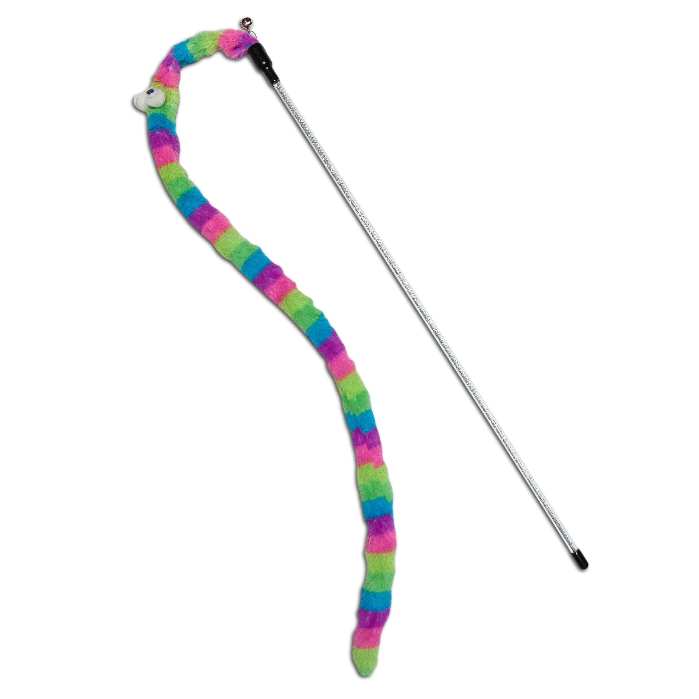 Touchcat 'Worm-Tail' Cat Teaser With Durable Glittered Cat Wand For Premium Cat Chaser Engaging Fun