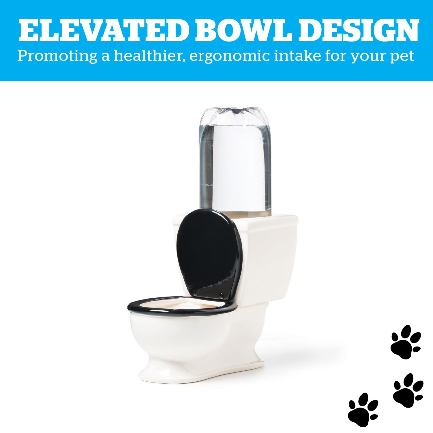 BigMouth Inc The Toilet Water Dish for Pets, Ceramic, Holds 2L Bottle, Funny Bowl for Dogs and Cats