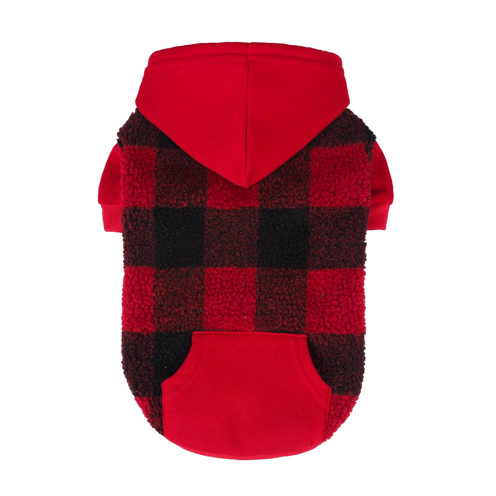 PUPTECK Dog Hoodie Puppy Sweatshirt Warm Dog Sweater Winter Clothes Cold Weather Coats for Small Medium Large Dogs, Red, M