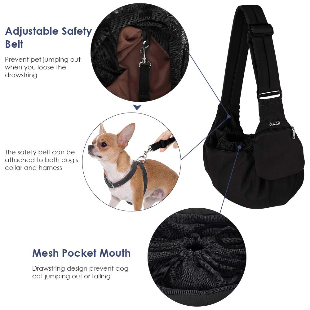 SlowTon Dog Carrier Sling - Hard Bottom Support Dog Carriers for Small Dogs with Adjustable Padded Shoudler Strap, Dog Purse for