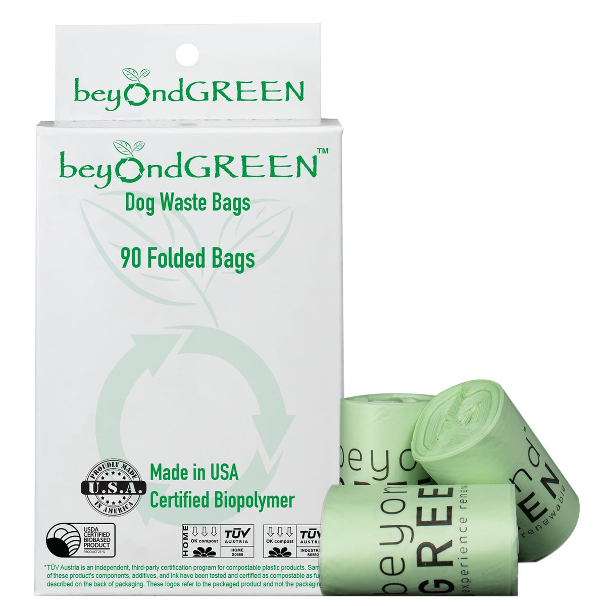 Beyondgreen Plant-Based Dog Poop Waste Bags For Leash Dispenser - 90 Bags - 6 Rolls Of 15 Bags - 9' X 12'