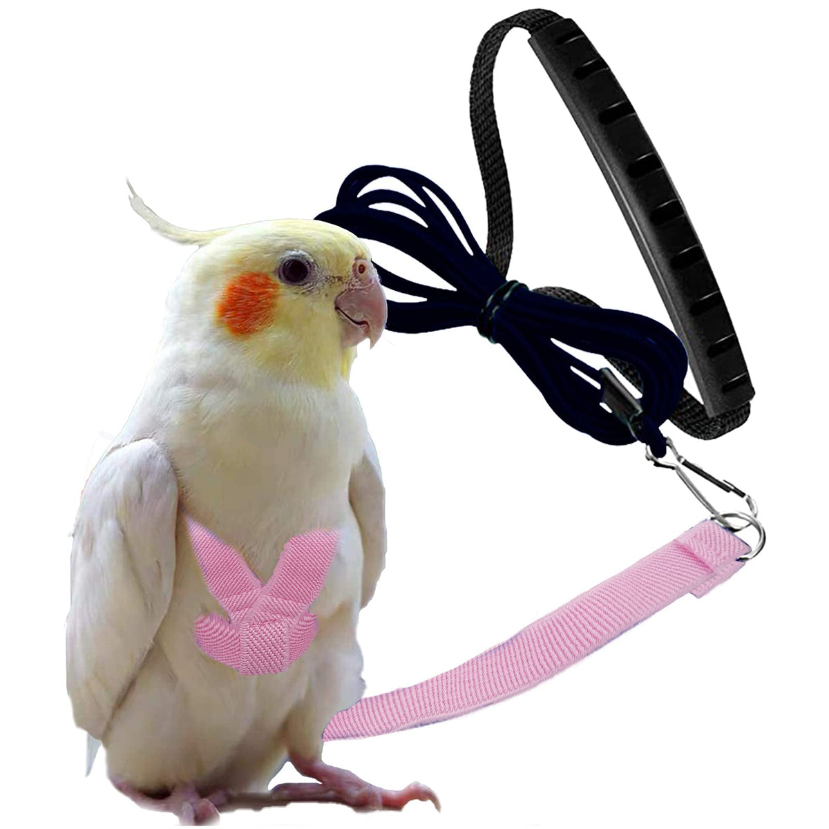 Dnoifne Pet Parrot Bird Harness And Leash, Adjustable Training Design Anti-Bite, Bird Nylon Rope With Cute Wing For Parrots, Suitable For Alexandrine, Scarlet, Keck, Mini Macaw & Same Size Bird (Pink)