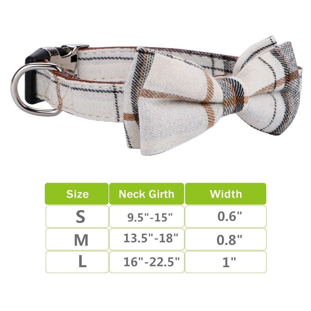 Faleela Soft &Comfy Bowtie Dog Collar,Detachable And Adjustable Bow Tie Collar,For Small Medium Large Pet (L, Beige)
