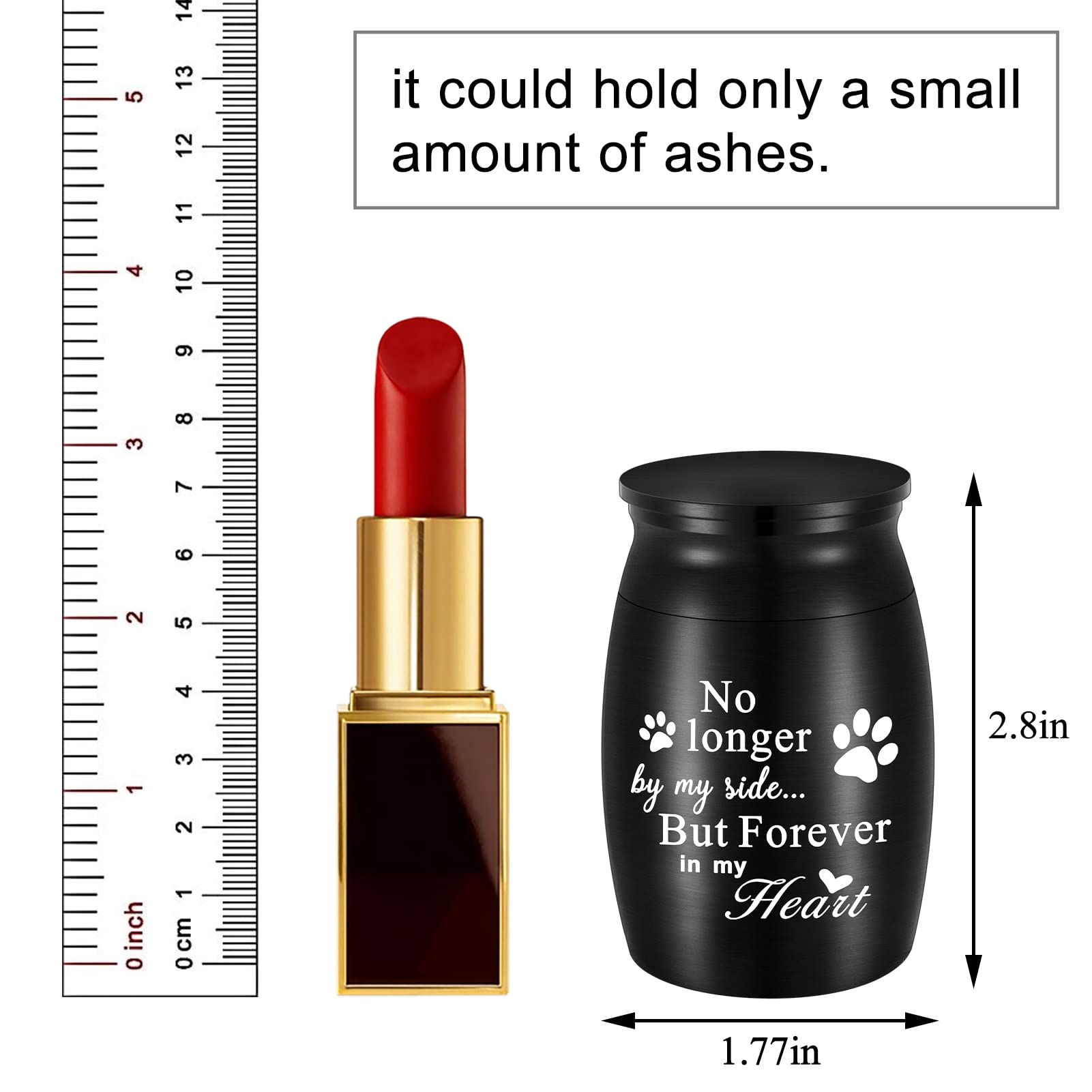 Xiuda 2.8 Inches Mini Pet Memorial Small Urns For Dog And Cat Ashes, Stainless Steel Cremation Urn, Pet Paw Print Keepsake Urn F