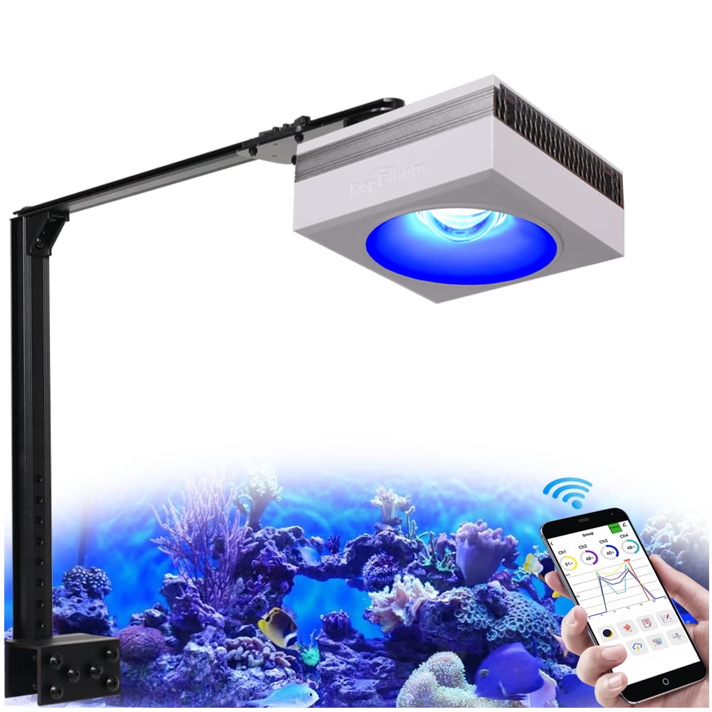 Popbloom Wifi Aquarium Led 100W Reef Light, App Program Full Spectrum Marine Aquarium Light For Sps/Lps Coral Reef Growing Saltw