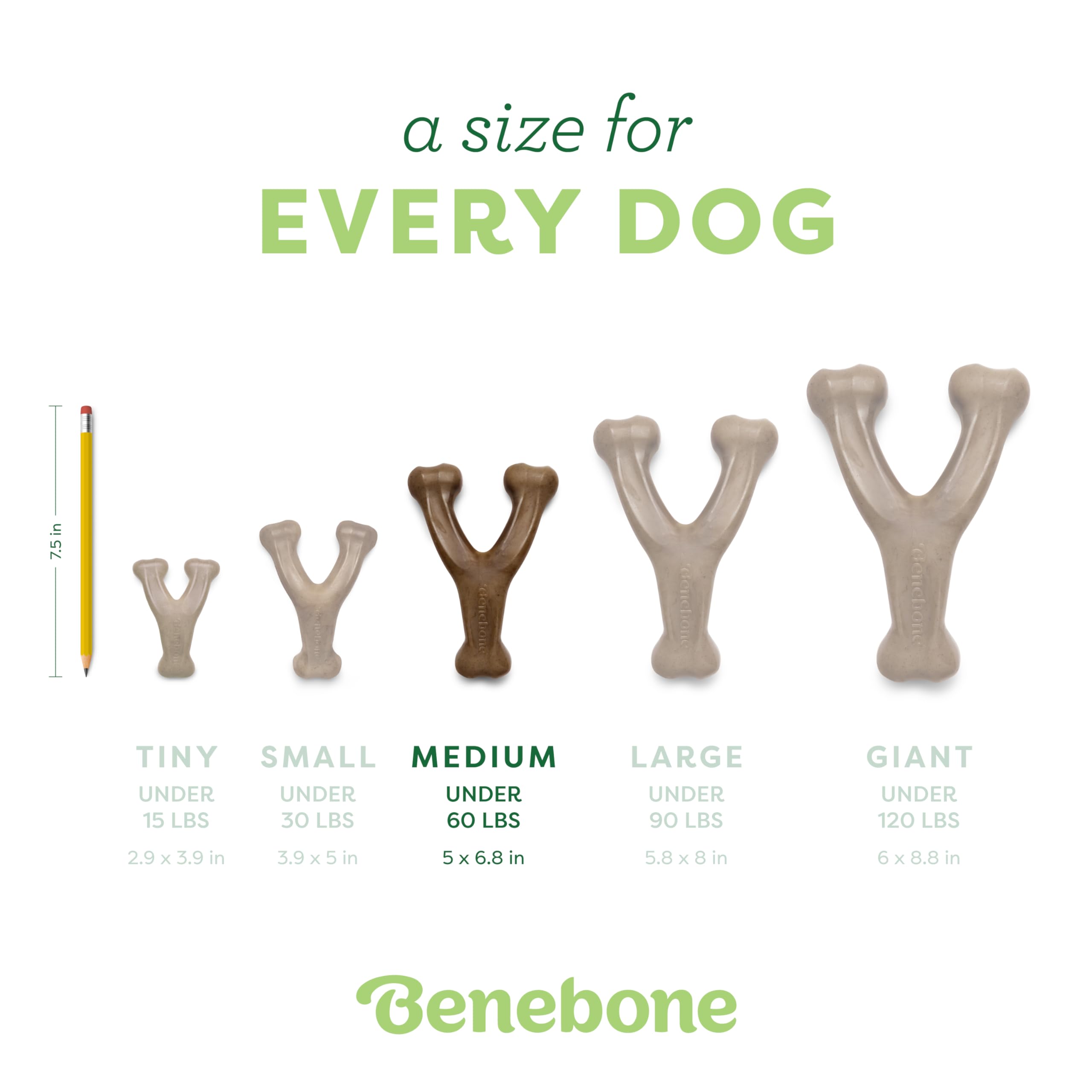 Benebone Wishbone Durable Dog Chew Toy For Aggressive Chewers, Real Bacon, Made In Usa, Medium