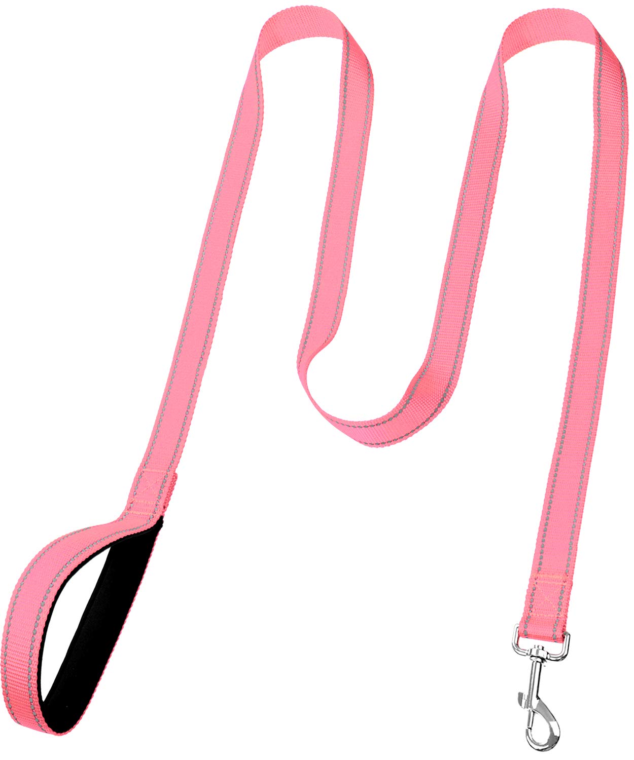Funtags 6Ft Reflective Dog Leash With Soft Padded Handle For Training,Walking Lead For Medium & Small Dogs,3/4 Inch Wide,Neon Pi