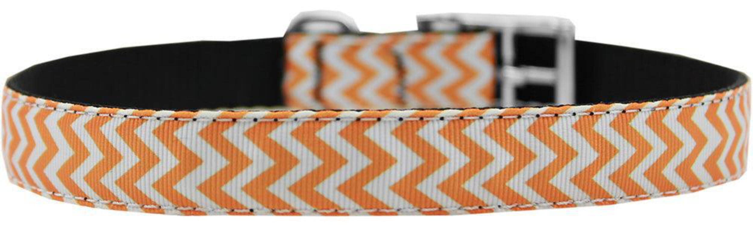 Mirage Pet Products Chevrons Nylon Dog Collar with Classic Buckle, Size 20, Orange
