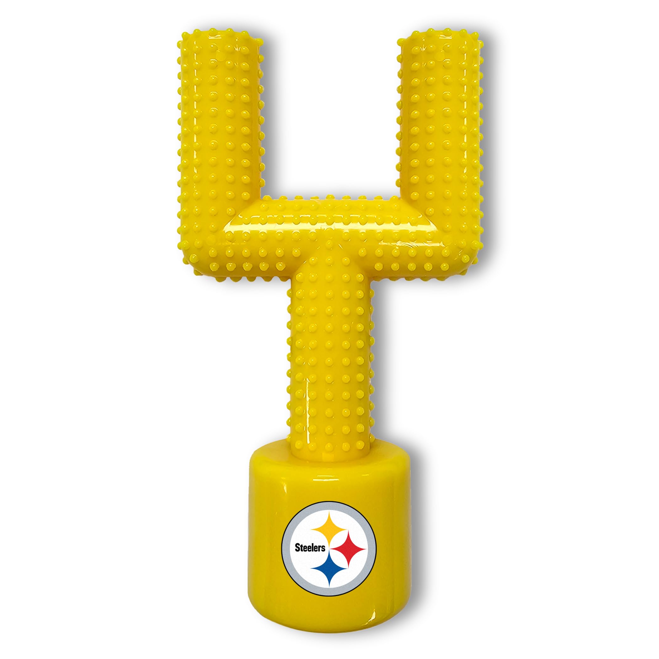 Nfl Pittsburgh Steelers Mega-Chew Hard Nylon Bacon-Flavored Dog Bone Football Goal Post Chew Toy. Interactive Tasty Fun Dog Chew