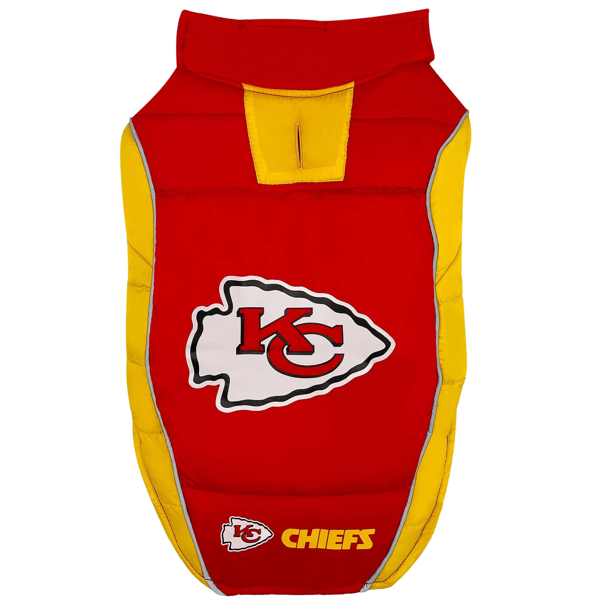 Nfl Kansas City Chiefs Puffer Vest For Dogs & Cats, Size Medium. Warm, Cozy, And Waterproof Dog Coat, For Small And Large Dogs/C