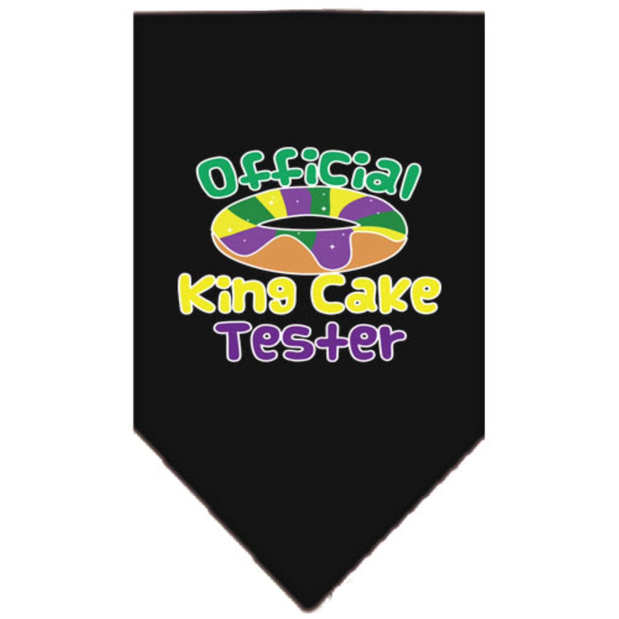 Mirage Pet Product King Cake Taster Screen Print Mardi Gras Bandana Black Large