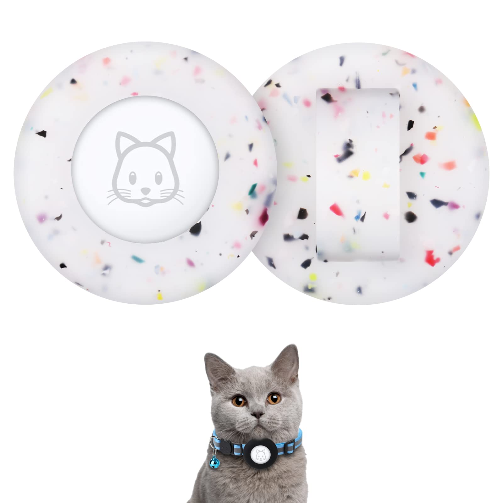 2022 Airtag Cat Collar Holder, Small Air Tag Cat Collar Holder Compatible With Apple Airtag Gps Tracker, 2Pack Waterproof Case Cover For Cat Dog Pet Collar Within 3/8 Inch (2 Transflower)