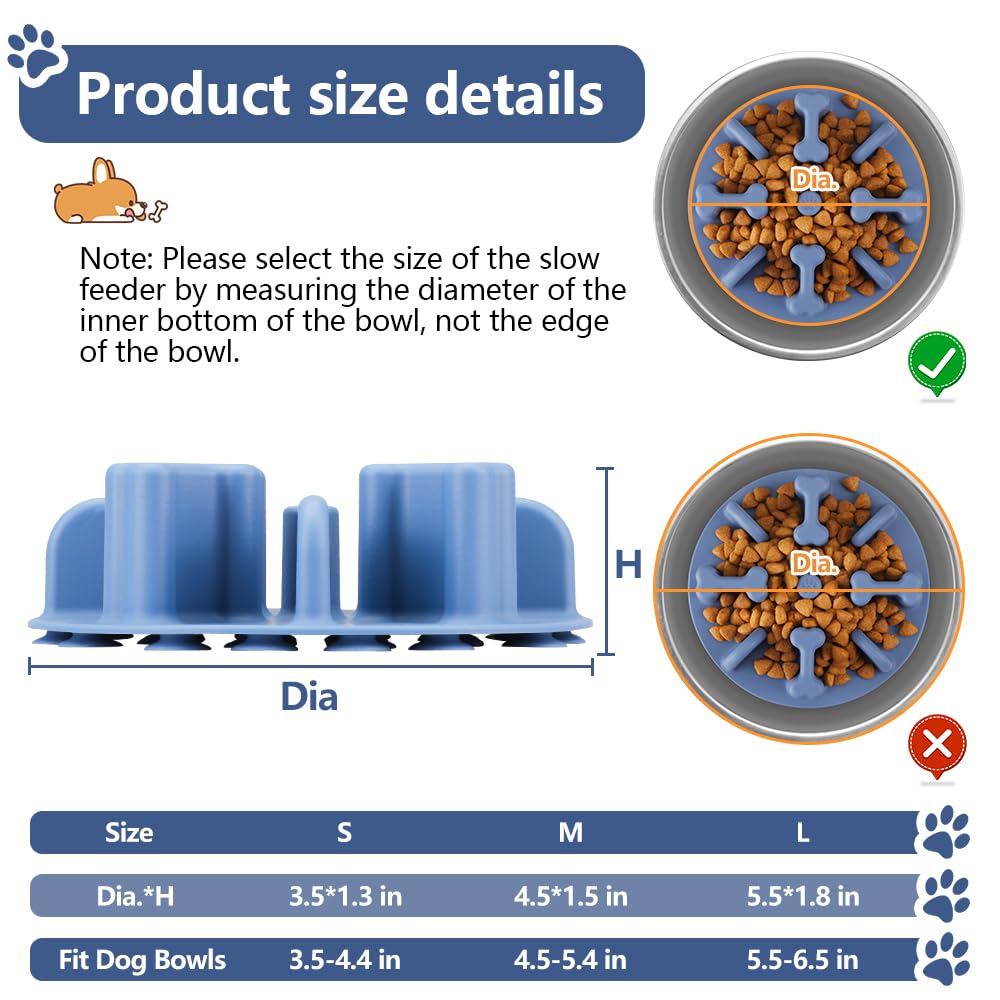 Slow Feeder Dog Bowls Insert, Animire Soft Silicone Anti-Choking Puzzle Slow Feeder, Anti-Slip Slow Down Eating Feeder Insert, C