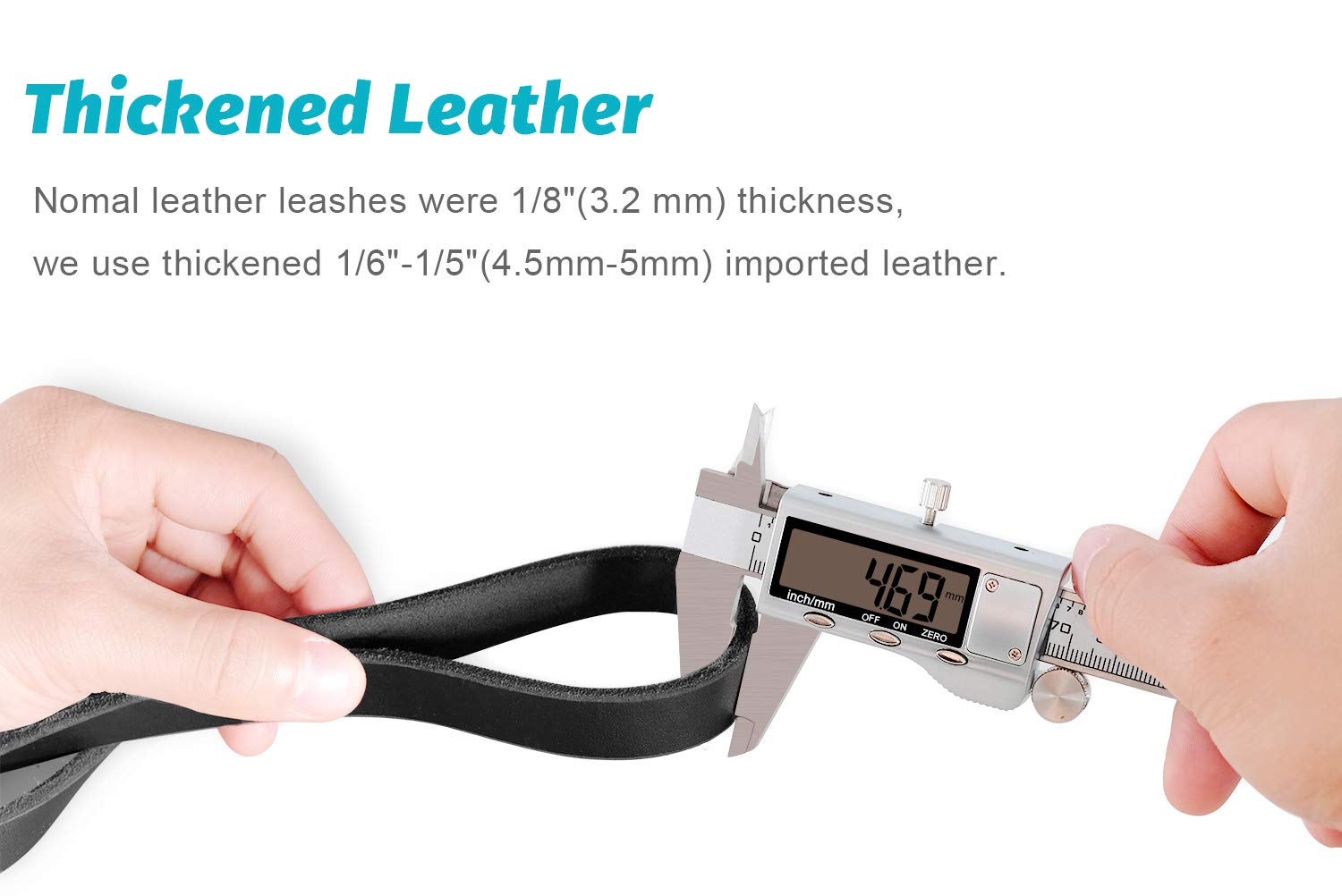 FAIRWIN Leather Dog Leash - 6ft Heavy Duty Braided Leash for Large/Medium Dogs, Black, Model FW004B